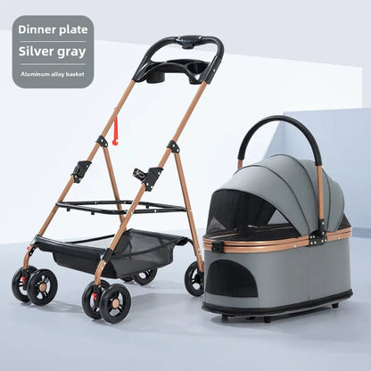 3-in-1 Foldable Pet Stroller with Detachable Bag and Canopy – up to 13.5 kg for Dogs and Cats