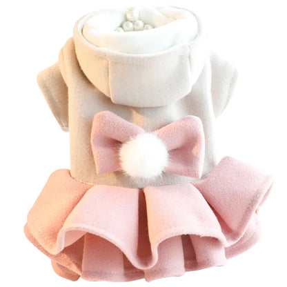 Autumn/Winter Dress for Dogs or Cats - Wool Princess Dress with Tulle for Small Breeds 