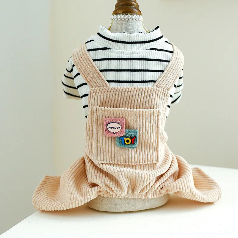 Dog Clothes – Autumn Jumpsuit with Cardigan and Pants for Small Breeds