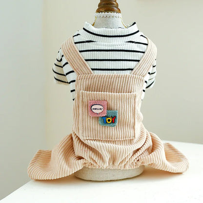 Dog Clothes – Autumn Jumpsuit with Cardigan and Pants for Small Breeds
