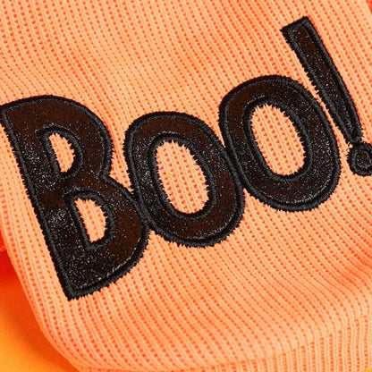 Halloween Dog and Cat Sweatshirt – Orange, "BOO" Embroidery, Cute Sweater