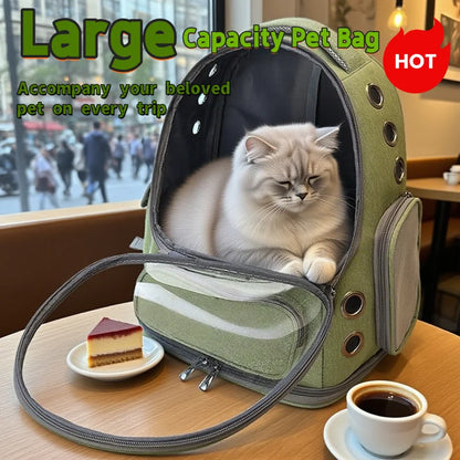 Transparent and Breathable Pet Carrier Backpack for Cats and Small Dogs
