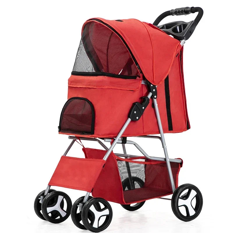 Lightweight Pet Stroller – Foldable, Breathable, for Small and Medium Dogs and Cats