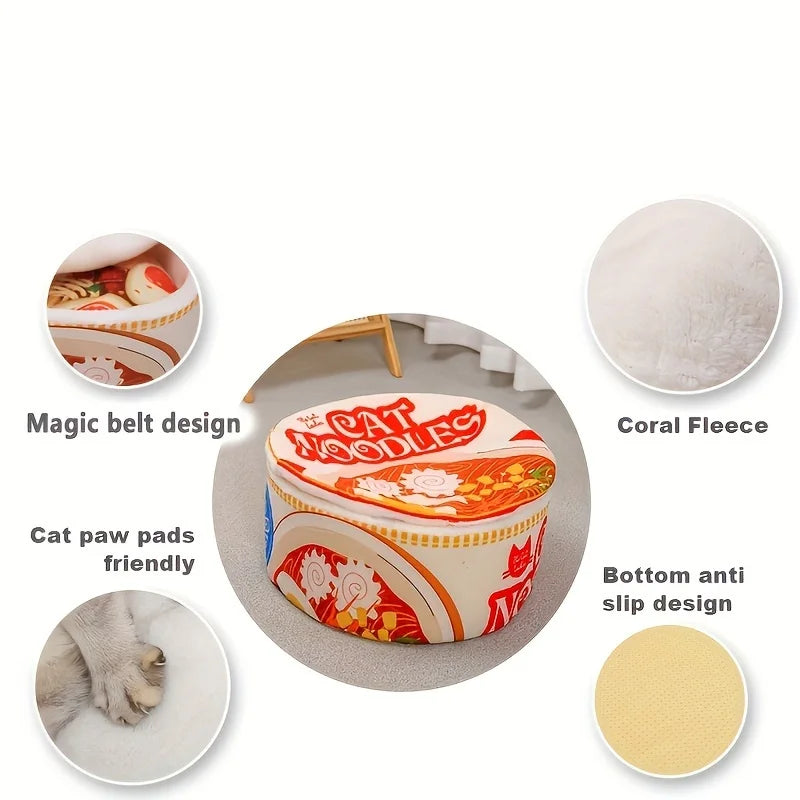 Large Cat and Dog Bed - Instant Noodle Cup-Shaped House with Pillow